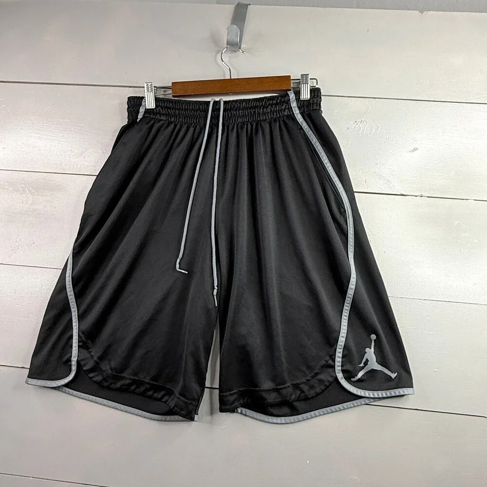Jordan Basketball Shorts Mens 2XL Black Gray Mesh Athletic Drawstring $